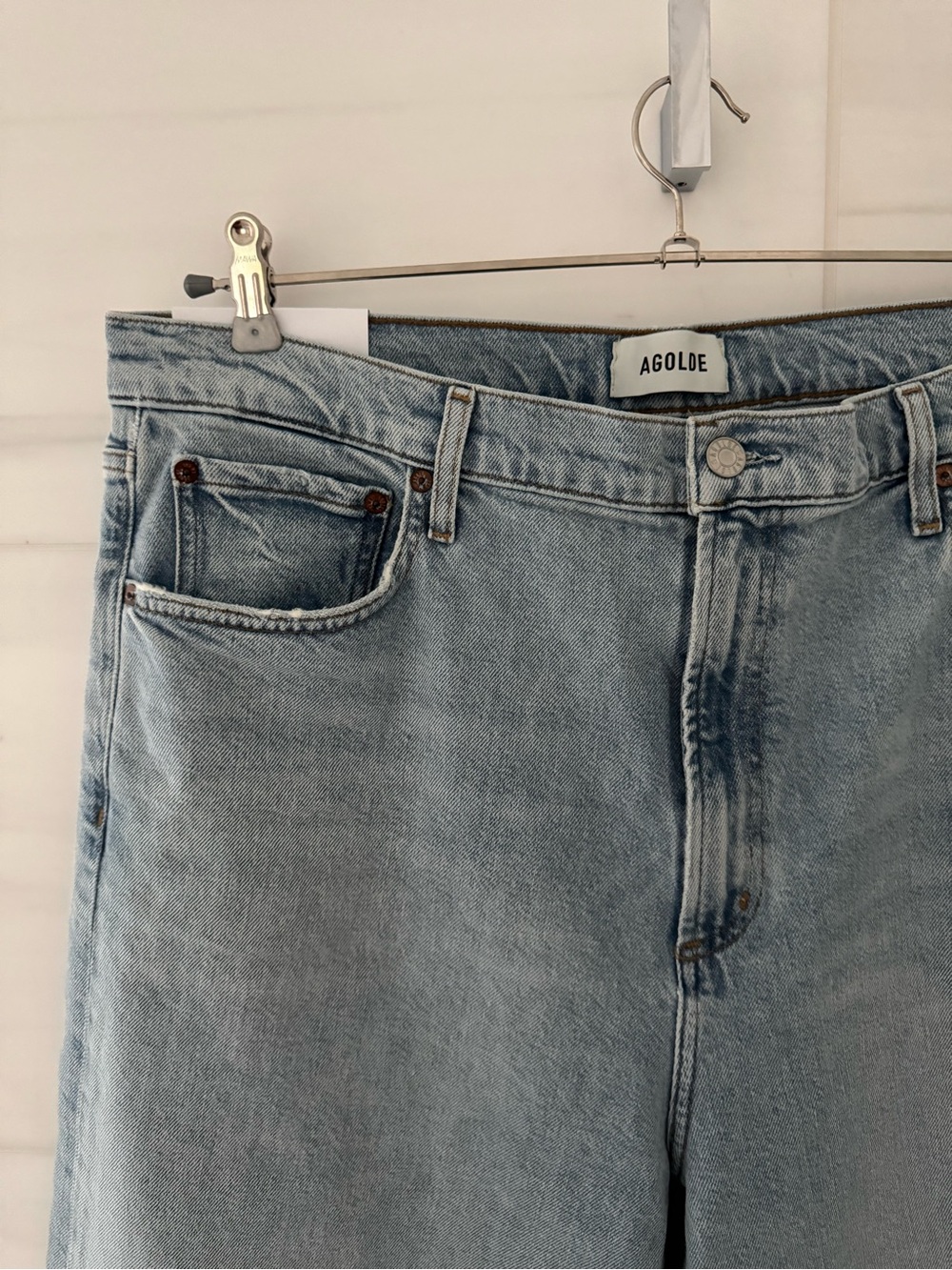 AGOLDE Ren High Rise Wide Leg Jeans Women's Size 34 Light Wash NWT - Picture 3 of 7